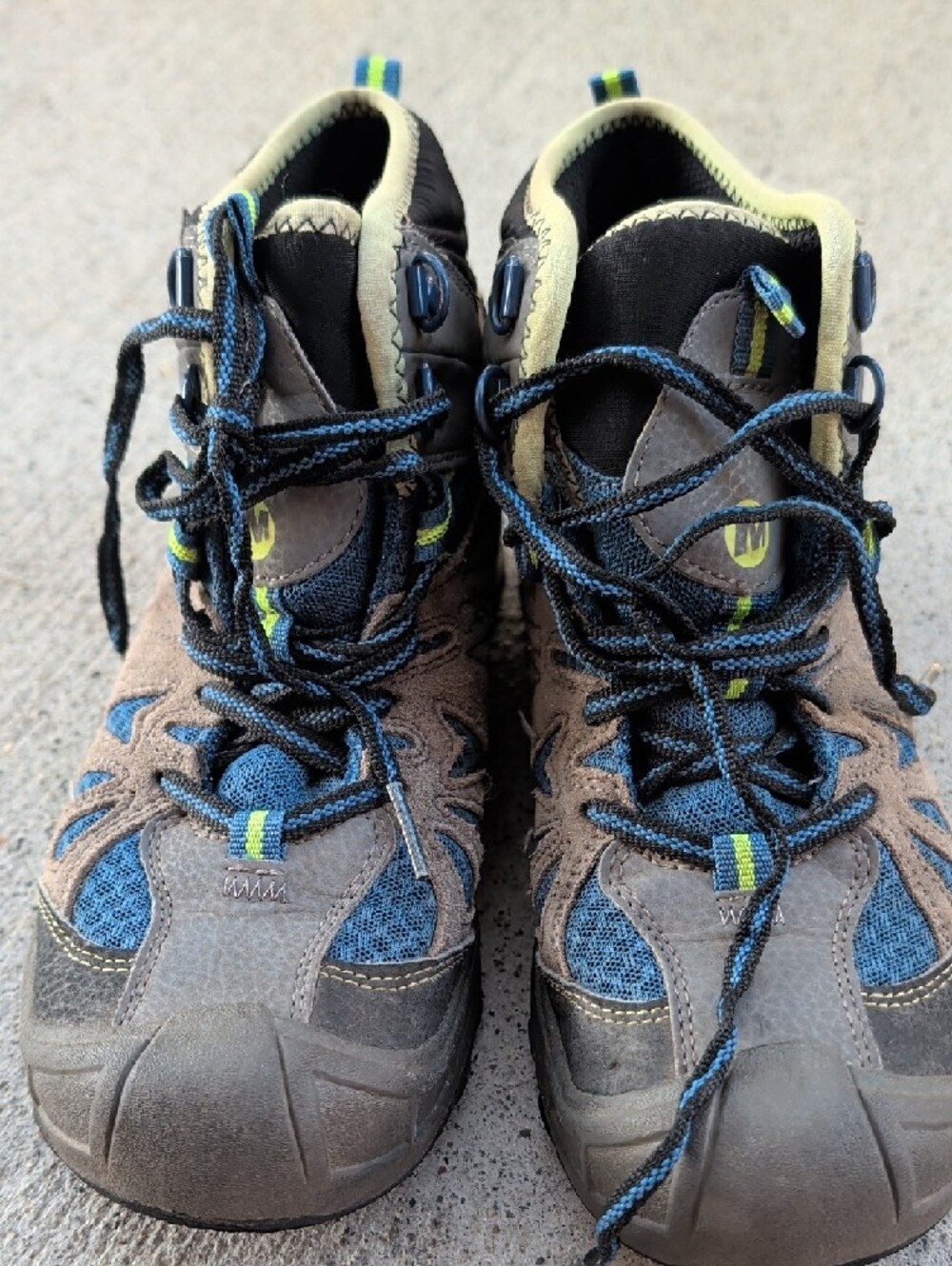 Kids Trail Hiking Boots - Blue & Gray- Capra Mid Waterproof Boys 3.5m Leather - Picture 6 of 6